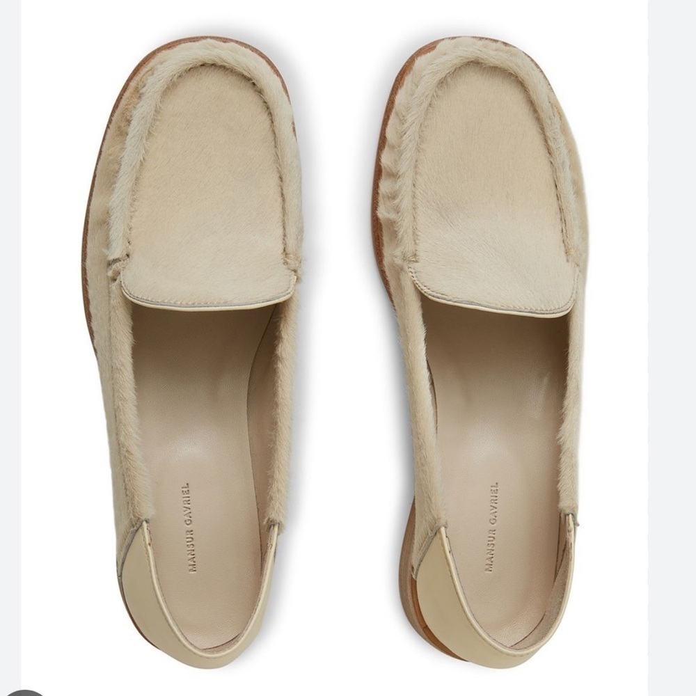 Mansur Gavriel Cream Haircalf Loafers